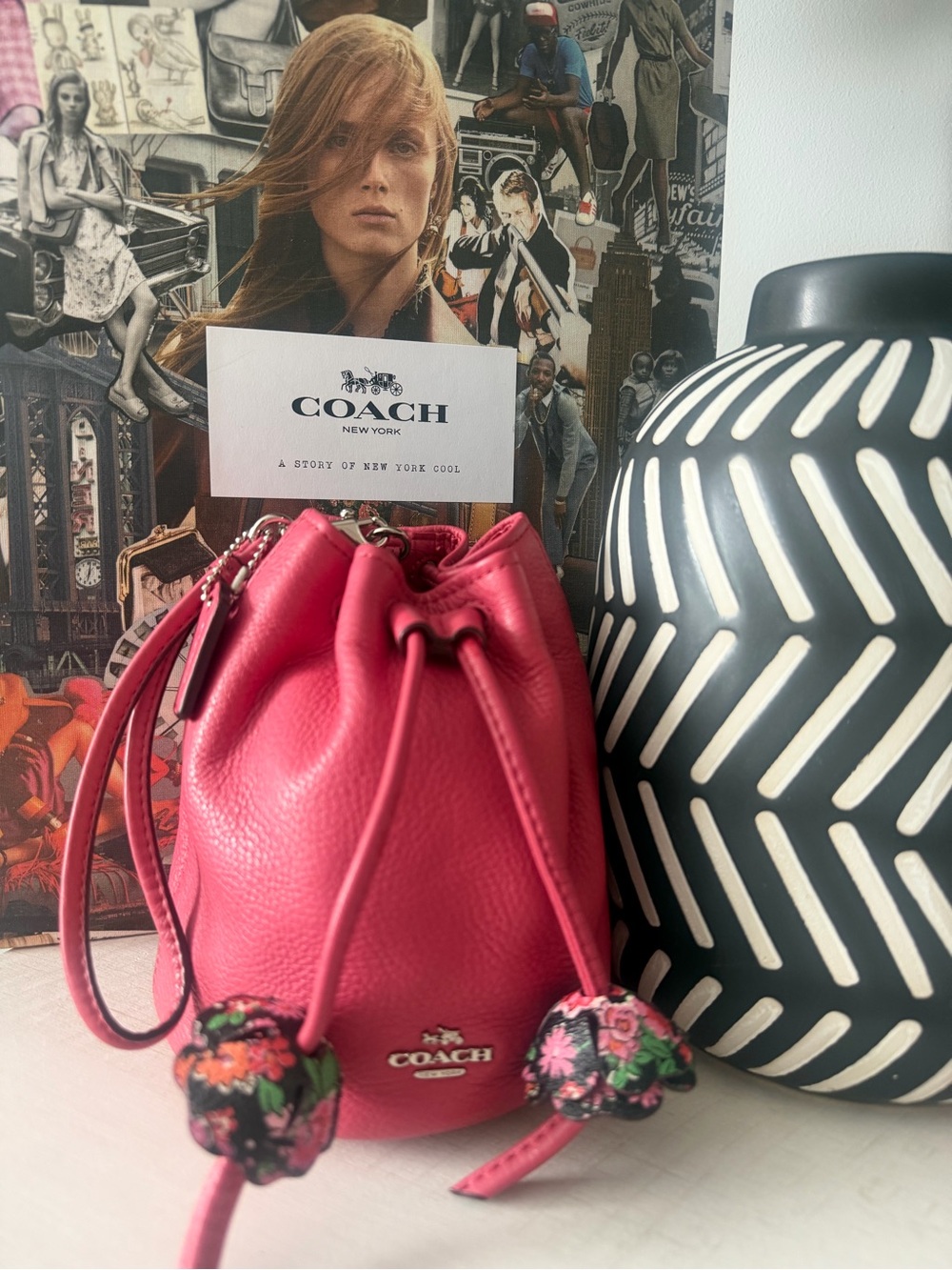 Coach Bucket Pink & Floral Pouch